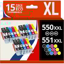 123CONSOMMABLES - PGI550/CLI551 XL - Cartouches Encre Compatible avec Canon 550 551 pour Pixma MX925 iP7200 iP7250 MG5650 MG7550 MG6350 MG6650 MX725 MX920 (6 Noir / 3 Cyan / 3 Magenta / 3 Jaune) - 123CONSOMMABLES