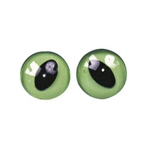 Yeux de chat en plastique, vert / noir14 m, à coudre, 4 pces