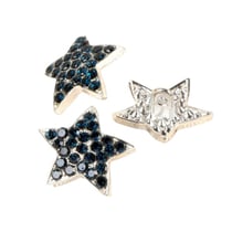 Lot de 3 boutons étoile strass bleu pétrole 19mm