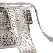 Bobine galon paillettes 14,5m argent clair