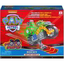 Pat patrouille moto pups : rocky avec sa moto de recyclage a retrofriction - figurine chien - vehicule de luxe - paw patrol - spin master - 20129830