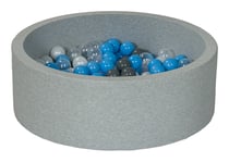 Piscine à balles Aire de jeu + 200 balles perle, transparent, gris, bleu clair - Velinda