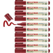 Lot de 10 marqueurs permanents rechargeables EDDING EcoLine 22 - Pointe biseautée 1-5 mm - Rouge