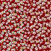 Tissu Coton imprimé Miyu sur fond Bordeaux - Au mètre