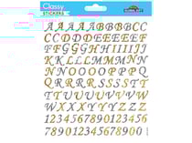 117 Autocollants - Alphabet et chiffres - argenté et doré - paillettes