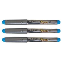 Lot de 3 Stylos plume jetable PILOT V-Pen - Turquoise - Pointe moyenne