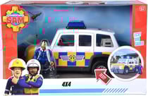 Coffret sam le pompier : voiture de police avec sons et lumières + malcolm - figurine et accessoires - simba