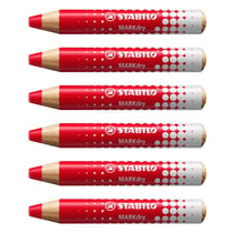 Crayon marqueur STABILO MARKdry - Rouge - Lot de 6