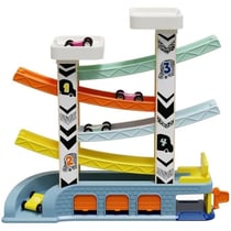 Circuit Automobile - TOP BRIGHT - 4 Voitures de Course - 4 Rampes - 2 Niveaux de Parking - Station-Service