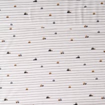 Tissu Jersey stretch camions Marceau sur fond Blanc