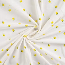 Tissu Jersey Coton imprimés Citrons jaunes sur fond Ecru