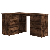 Bureau table poste de travail meuble d'ordinateur informatique étude d'angle chêne fumé