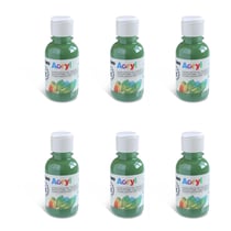 Lot de 6 Flacons 125ml Peinture Acrylique Fine Bouchon Flux Control olive Vert Foncé 630 PRIMO
