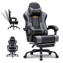Fauteuil gaming ergonomique - GTPLAYER - noir/gris avec repose-pieds