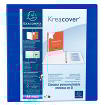 Classeur PP personnalisable Kreacover - 4 anneaux en D 60mm - A4 maxi - Bleu - x 10 - Exacompta