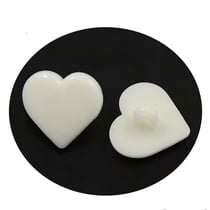 20 BOUTONS de TIGE Blanc Forme COEUR Acrylique diamètre 17 mm 1 trou - creation couture Diy