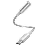 Force Power Adaptateur USB-C Mâle vers Prise Jack 3.5mm Femelle Renforcé Tressé Blanc / Gris