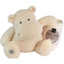 Peluche Géante Hippopotame Écru 45 cm et son Plaid