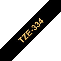Brother - Cartouche ruban Etiqueteuse 12mm Doré sur noir TZe-334