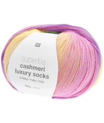 Pelote de Laine à Chaussettes Superba Cashmeri Luxury Socks 4 fils - 100g - Rico Design : Douceur et Luxe pour Vos Pieds Multicolore (027 - Rainbow)