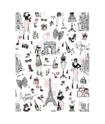 Tissu coton enduit j'aime Paris de 160 cm de largeur J AIME PARIS BLANC vendu par 50 cm