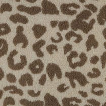 Tissu Fausse fourrure Mouton taches fauves marron sur fond Beige - Au mètre