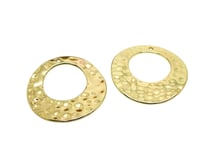 2 Pendentifs ronds martelés 32mm doré