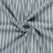 Tissu Polyester aspect Lin Rayures Anna sur fond Bleu gris