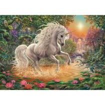 Puzzle licorne blanche dans la foret enchantée 1000 pièces - collection monde fantastique - ravensburger 197934