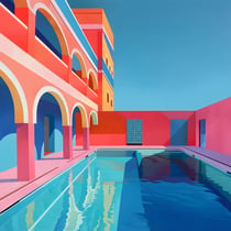 Tableau sur toile architecture colorée 30x30 cm