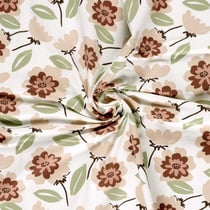 Tissu Sweat léger French Terry Eden fleuri sur fond Ecru