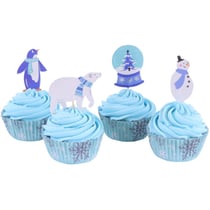 Kit 24 Caissettes et Déco Cupcakes - Snow Christmas