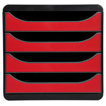 Module de classement Big Box 4 tiroirs Iderama - Rouge carmin - Exacompta