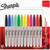 12 marqueurs indélébiles - Permanent - Pointe fine - Assortiment - Sharpie