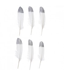 Grandes Plumes Fantaisies 18 cm X 6 pièces - Rico Design Blancargent Blanc