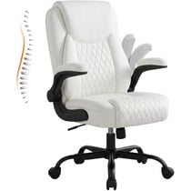 Fauteuil de bureau ergonomique - GTPLAYER - PU blanc accoudoirs relevables