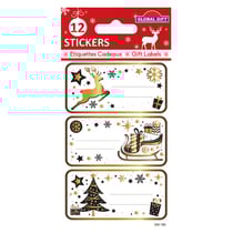 12 étiquettes adhésives de Noël - Doré Chic