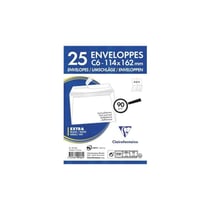 Paquet de 25 enveloppes - Blanches - C6 114x162mm - Auto-adhésive - Clairefontaine