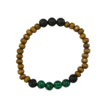 Bracelet Bois, Malachite et Pierre de lave Perles rondes 8 mm - Omsaé