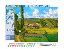 Peinture par Numéro Figured'Art avec Cadre - Paysage aux Pâtis - Camille Pissarro - Loisir Créatif Numéro d'Art - 40x50cm toile tendue sur châssis