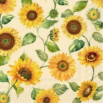 4 serviettes en papier découpage collage 33 cm FLEUR TOURNESOL FLSS 107