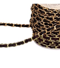 Chaîne aluminium avec lacette 8mm noir/or au mètre