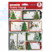 8 étiquettes cadeaux autocollantes - Sapins de Noël