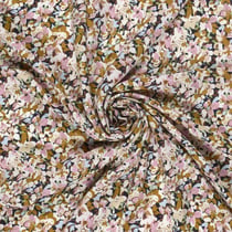 Tissu Viscose imprimé Luis floral sur fond Ocre