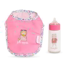 Bavoir Rose et Biberon Magique pour grand poupon 36/42 cm