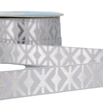 Disquette 25m galon jacquard géométrique 26mm Gris/argent