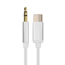Adaptateur Audio Câble USB-C Jack 3,5 mm Connecteur Sortie Réversibles 1m Blanc