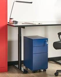 Armoire de Rangement en Métal Bleu avec 3 Tiroirs à Clé sur Roulettes Casier de Bureau Garage Design Industriel Moderne
