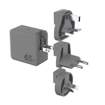 Force Power Kit Chargeur Universel 65W USB-A et 2 USB-C avec Cable USB-C Ultra Renforcé Gris