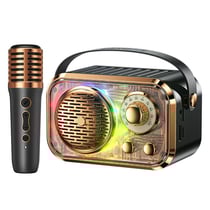 Enceinte Bluetooth Sans Fil Avec Micro Et Effets Lumineux RGB Pour Karaoké Noir YONIS